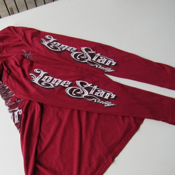 Lone Star Rally 2017 Galveston Texas Island Red Long Sleeve Graphic T-Shirt - Picture 4 of 7